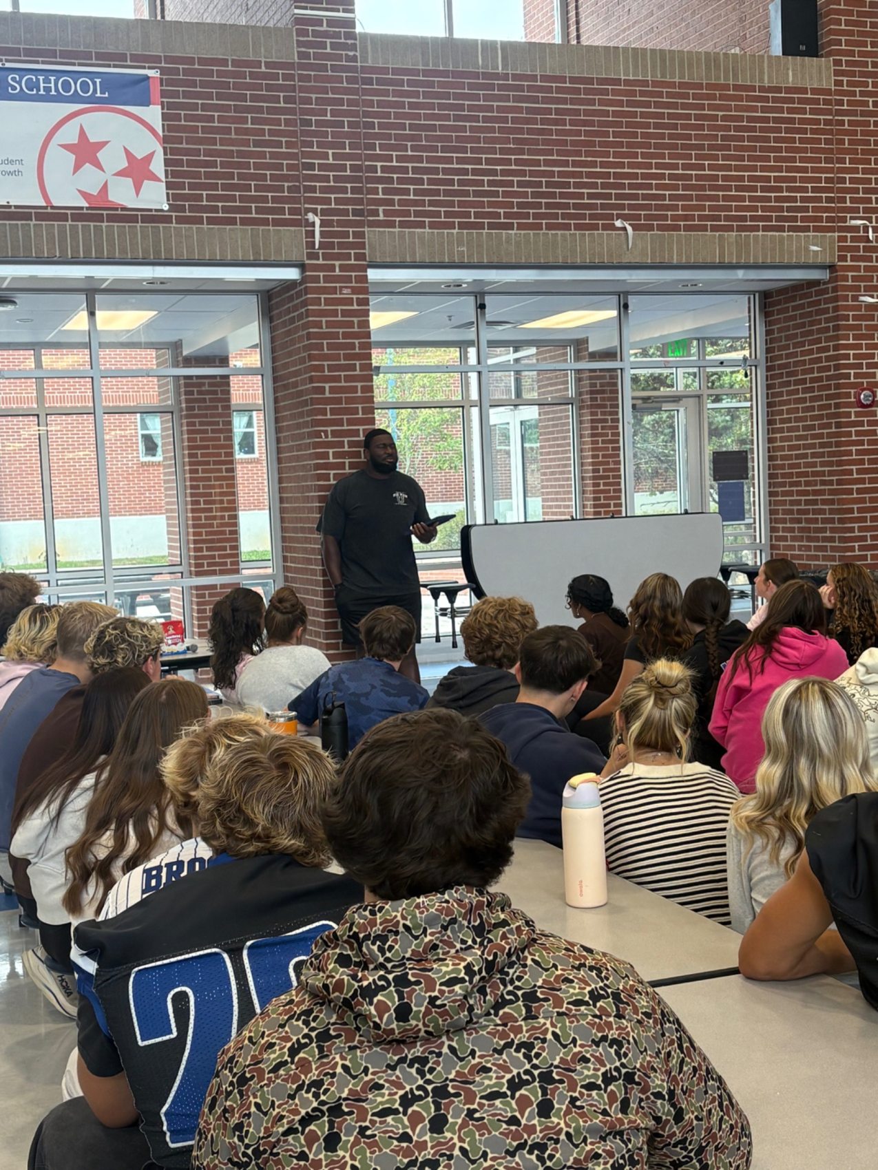 Speaking to high school students